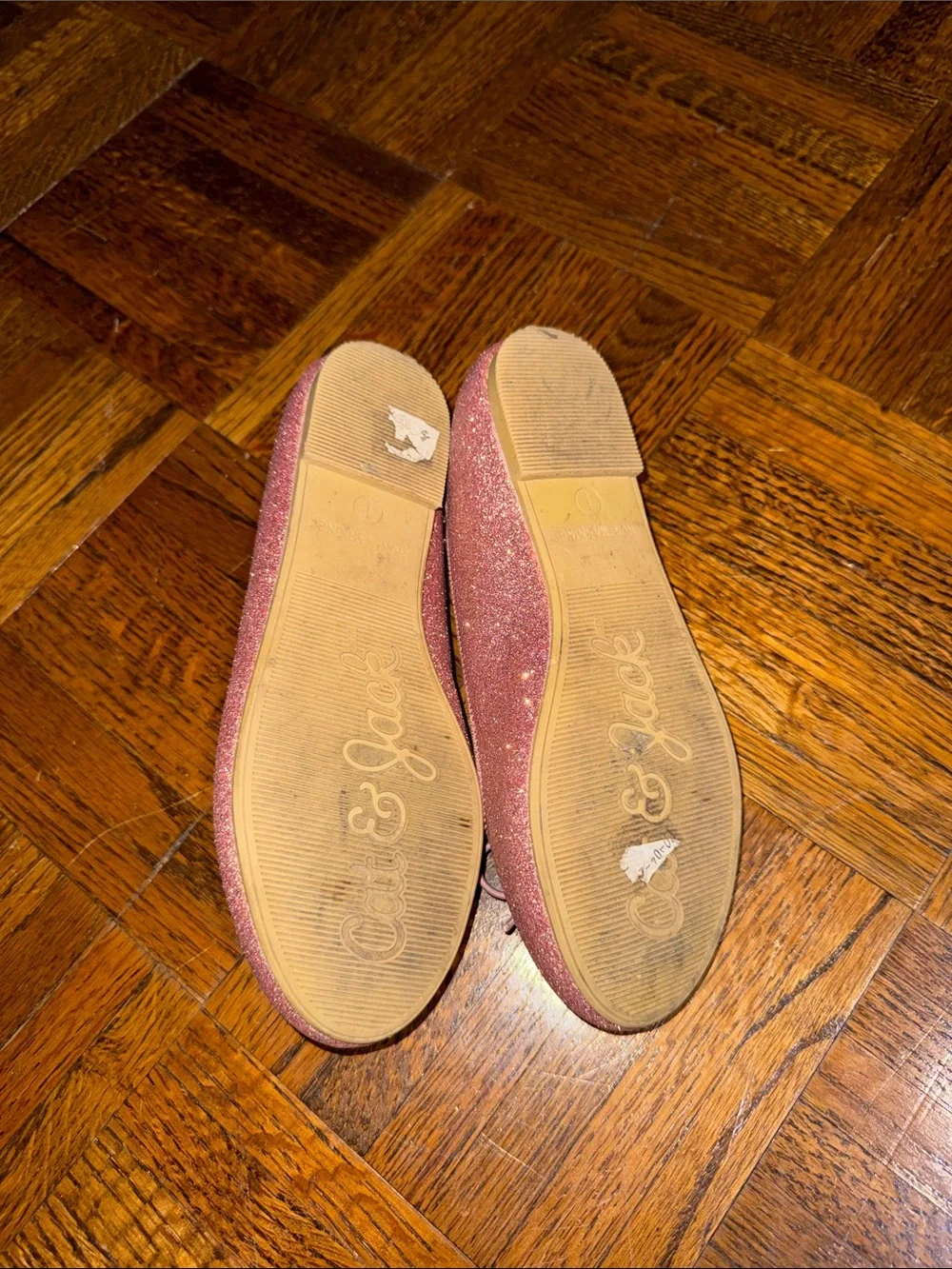 Cat & Jack Rose Pink Glitter Ballet Flats with Bow